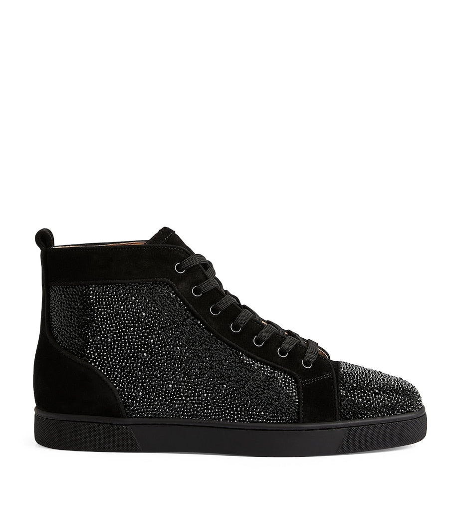 Christian Louboutin Black Strass High-Top Sneakers