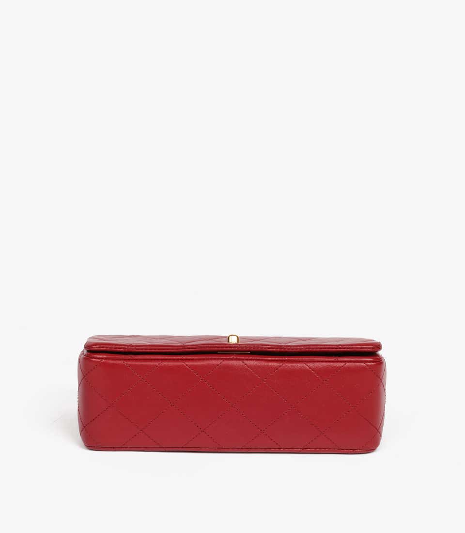 Chanel Classic Flap Bag Red Lambskin Gold Hardware