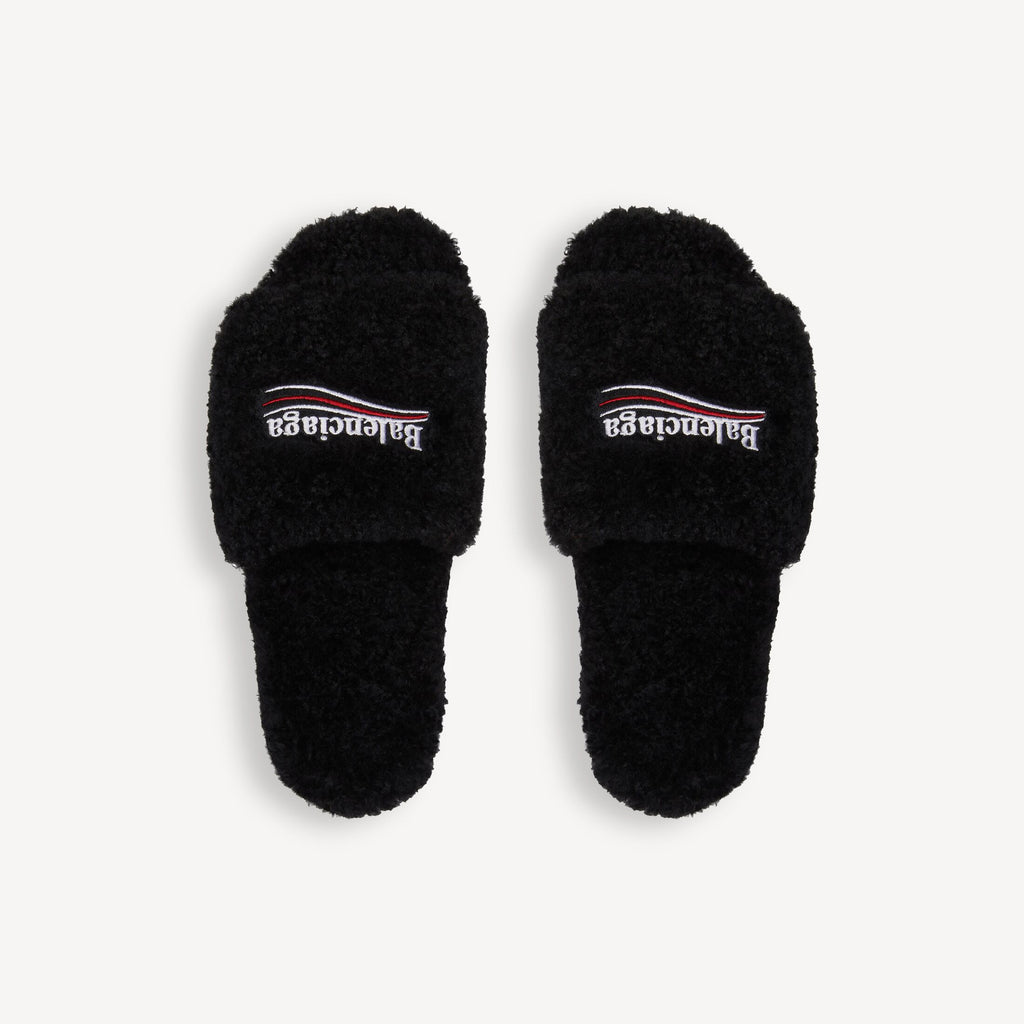 Balenciaga Furry Pool Slide "Black"