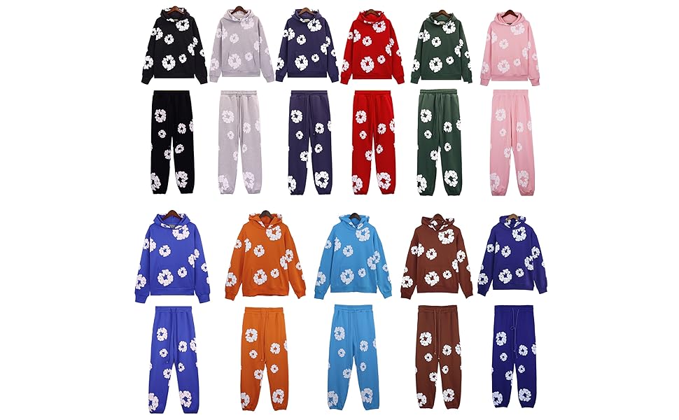 Flower All-Over Print Fleece Hoodie & Jogger Set