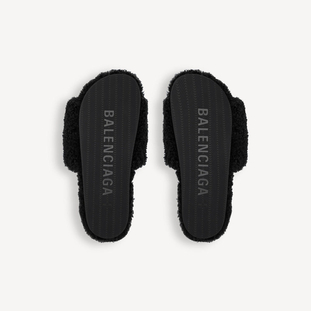 Balenciaga Furry Pool Slide "Black"