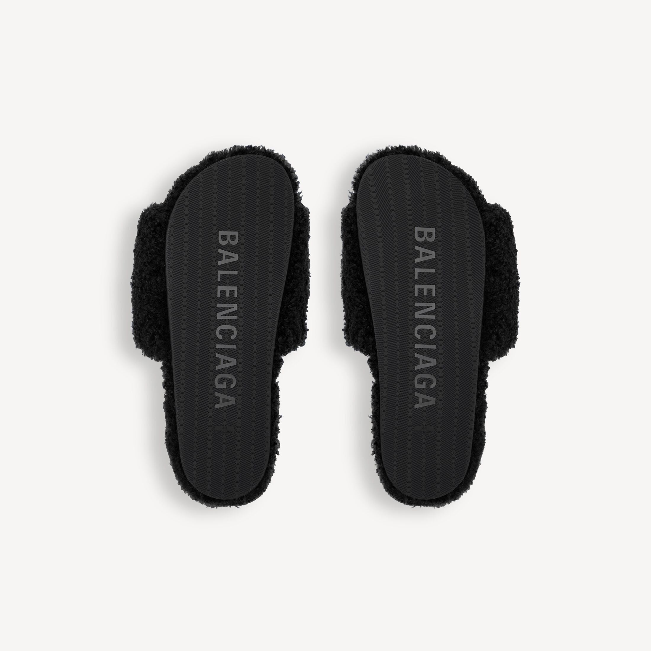 Balenciaga Furry Pool Slide "Black"