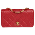 Chanel Classic Flap Bag Red Lambskin Gold Hardware