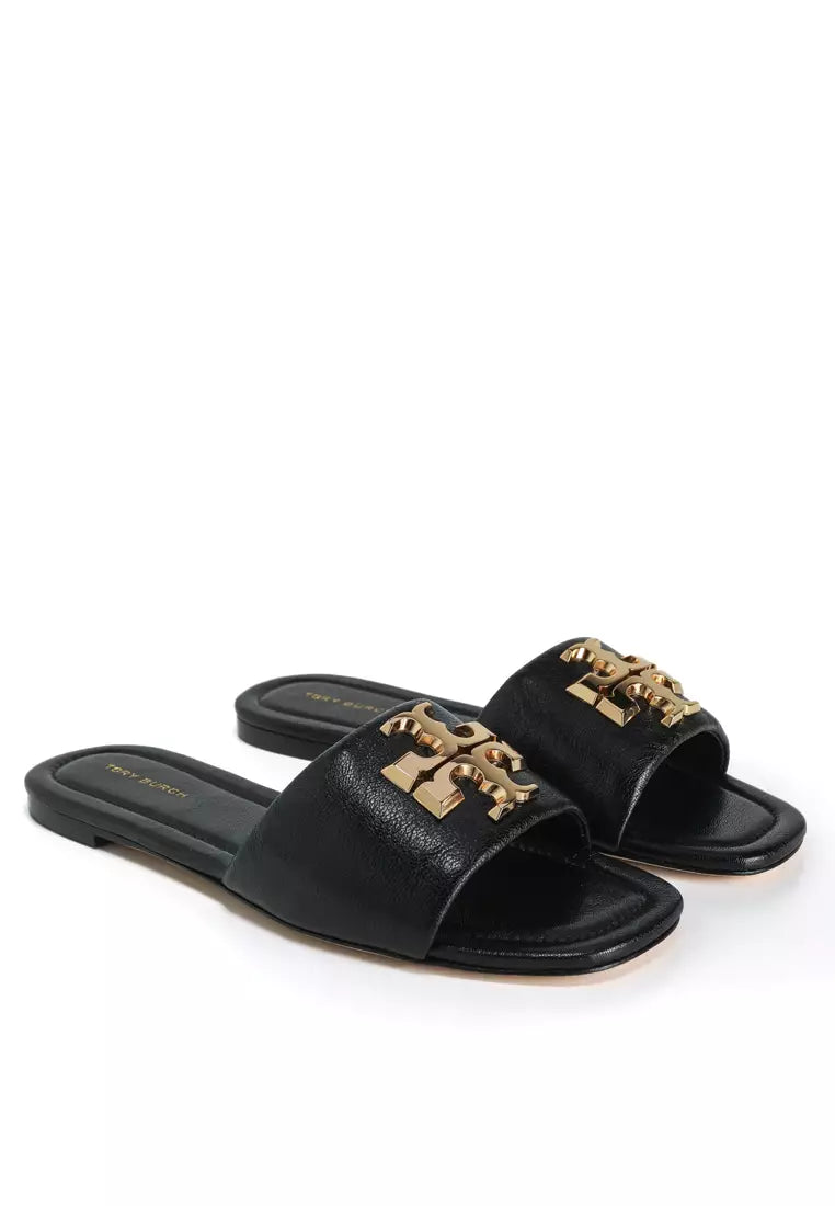 Tory Burch Eleanor Leather Slide "Black Gold"