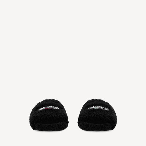 Balenciaga Furry Pool Slide "Black"